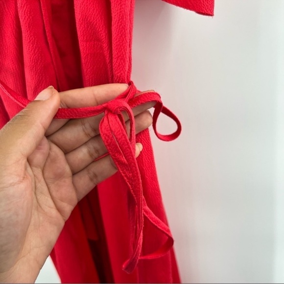 French Connection red cold shoulder dress ruffles faux wrap size 4 - Picture 7 of 13